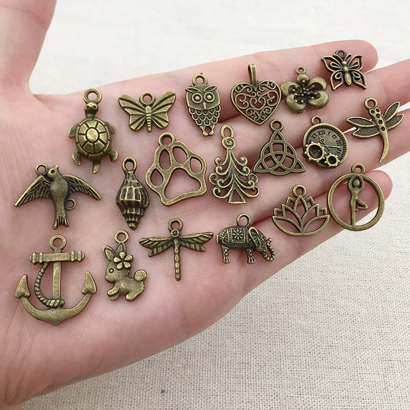 Mix Vintage Alloy Antique Bronze Charm For Jewelry Making Handmade Earring Necklace Anklet Pendant DIY Accessories Supplies Bulk