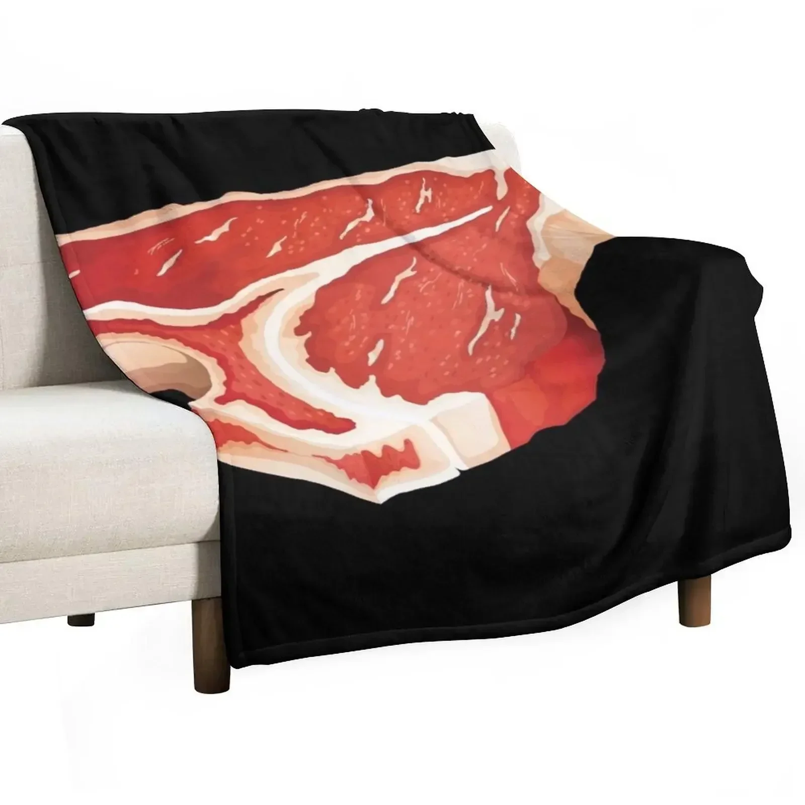 

Raw T-Bone Beef Steak Throw Blanket Luxury Thicken Multi-Purpose Blankets