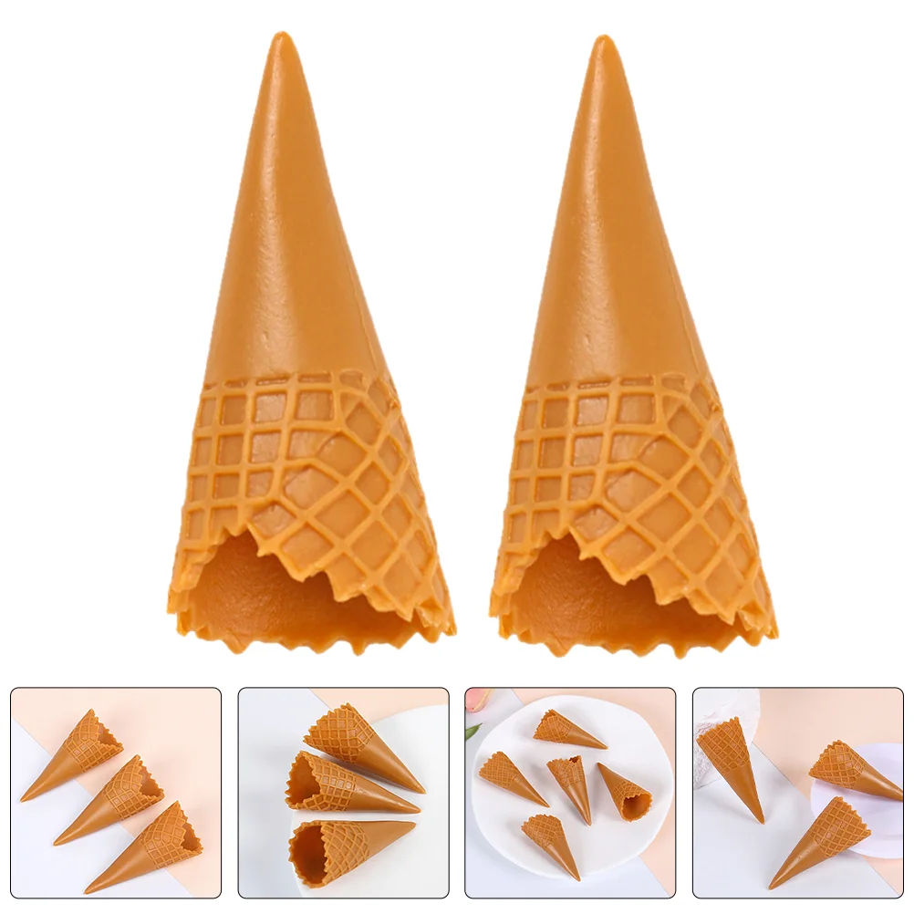 

12 Pcs Crispy Cone Phone Cover Accessories Ice-cream Egg Roll Cones Mini Adorable Pvc Fake Child