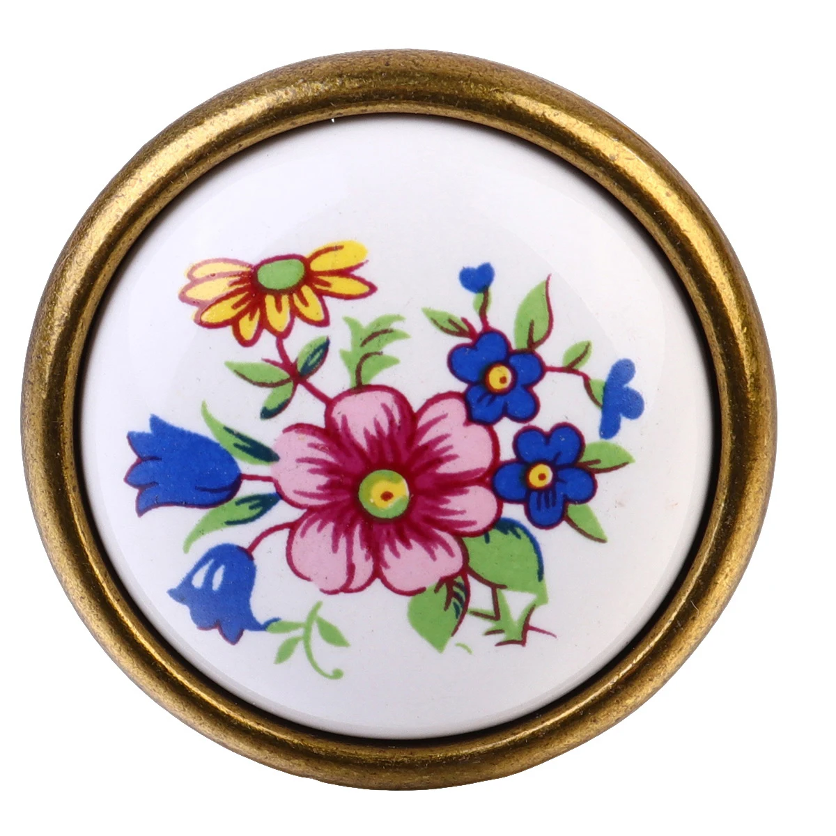 

4pcs Blue Flower Handle Porcelain Cabinet Knobs Kitchen Decorative Drawer Pulls Vintage Door Wardrobe Hardware