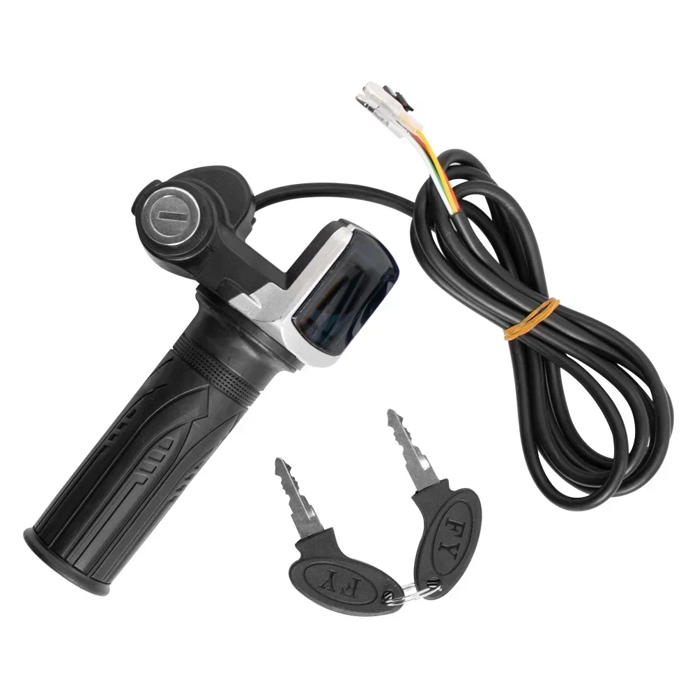 Throttle Grip E-bike Handlebar with Lock Ebike 36V 48V 60V Electric Bicycle Scooter Accelerator Power Indicator Key LED Display