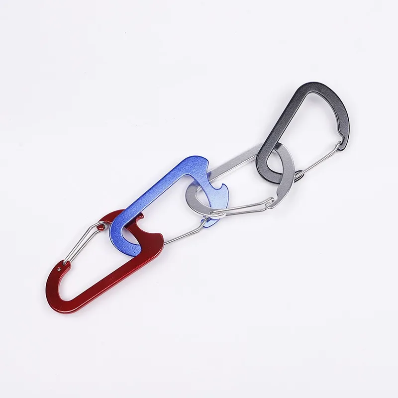 خطاف ظهر متعدد الوظائف بخطاف معدني مقاس 8 على شكل قرع مسطح مع فتاحة زجاجات للتخييم والمشي لمسافات طويلة في الهواء الطلق أداة صغيرة،