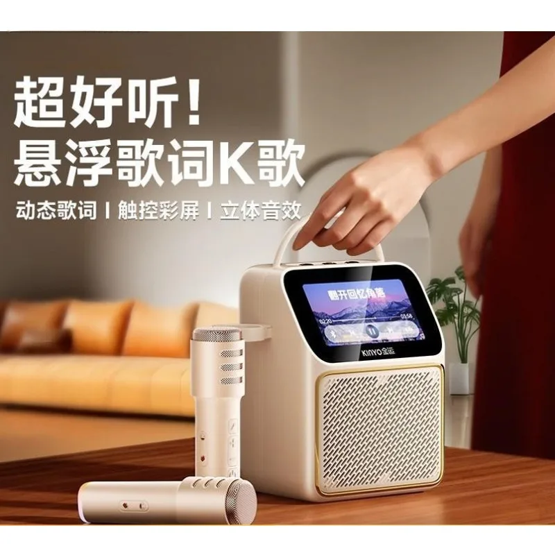 K800 كلمات المتكلم بلوتوث الصوت ميكروفون ميكروفون متكامل الأسرة ktv مجموعة الغناء K سحب موافق مع شاشة عرض
