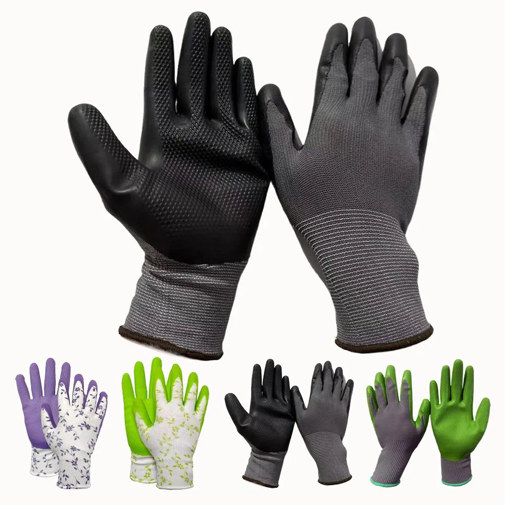 Coating Nylon Latex Work Gloves Woodworking Non-slip Durable Coating Work Gloves Camping Car repair 1 pair