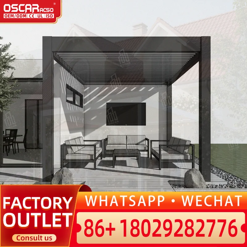 Premium Durable Waterproof Aluminum Pergola with Adjustable Louvered Roof Powder Coated Finish for Backyard Garden Deck Relaxati