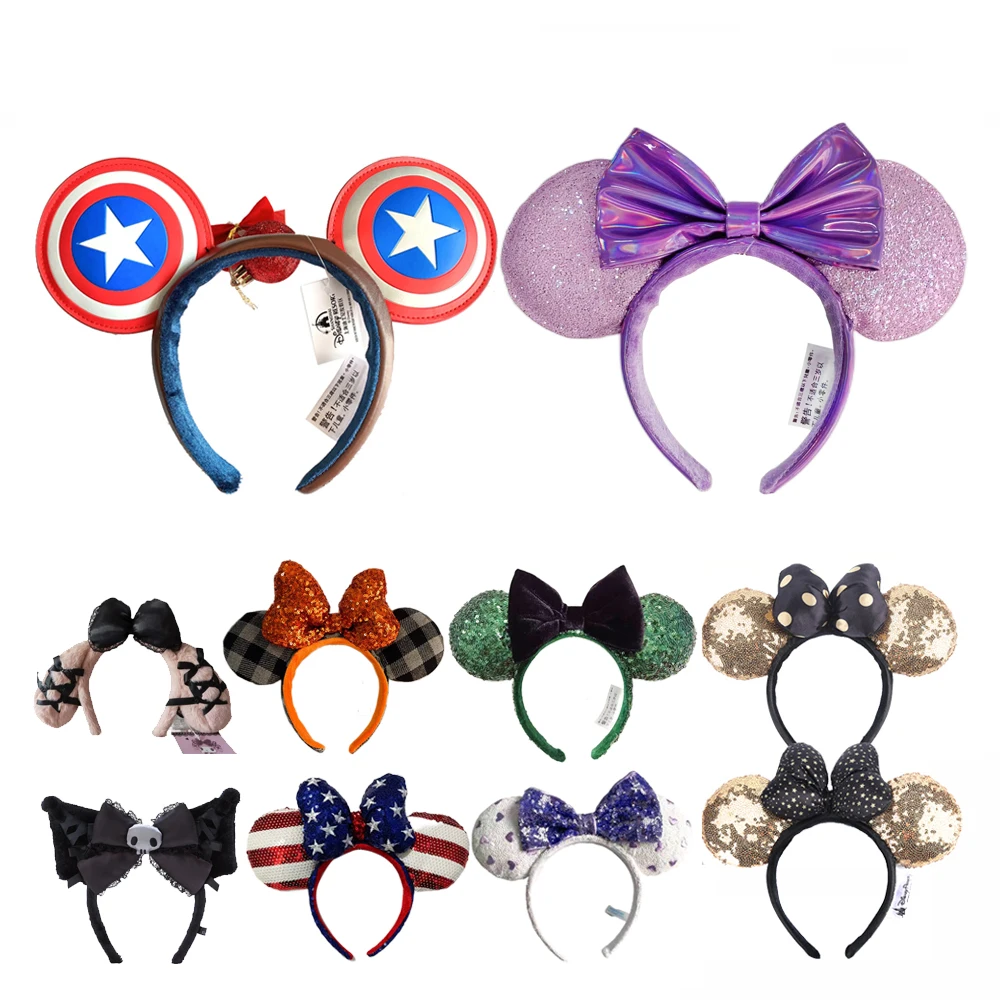 Mickey Minnie Ears Headband Sequin EARS COSTUME Hallowmas Headband Cosplay Plush Gift plush mouse doll girls Party Hair band