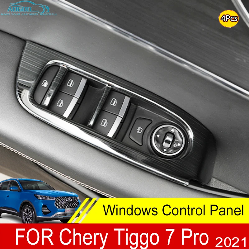 For Chery Tiggo 7 Pro 2022 2021 Car Window Switch Cover Control Panel Trim Film Interior Decoration Salon Accessories Stainless