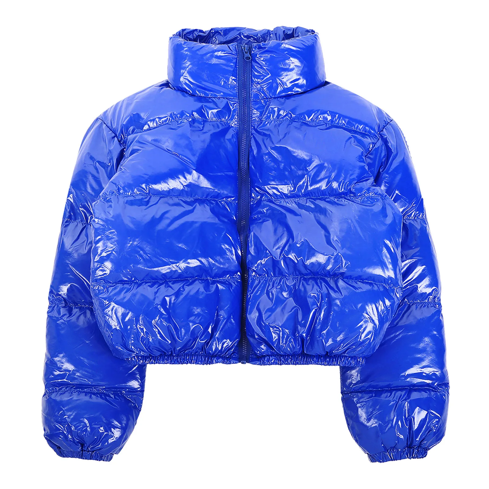 Women High-waist Stand Quilted Jacket Female Solid Short Jacket Winter Thick Warm Cotton Down Jacket Coats Crop Tops Streetwear