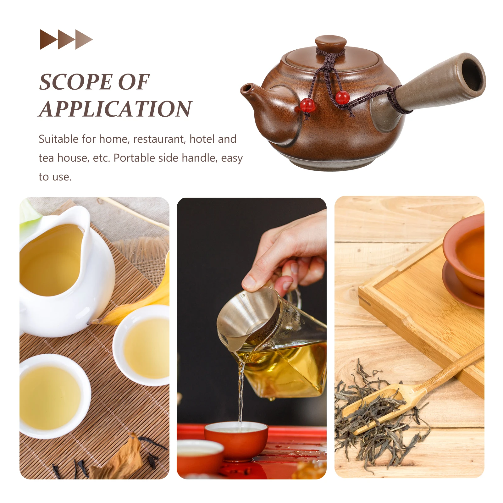 

Ceramic Tea Kettle Non Scald Side Handle Stove Top Teapot for Home Hotel Restaurant Vintage Loose Tea Portable Design