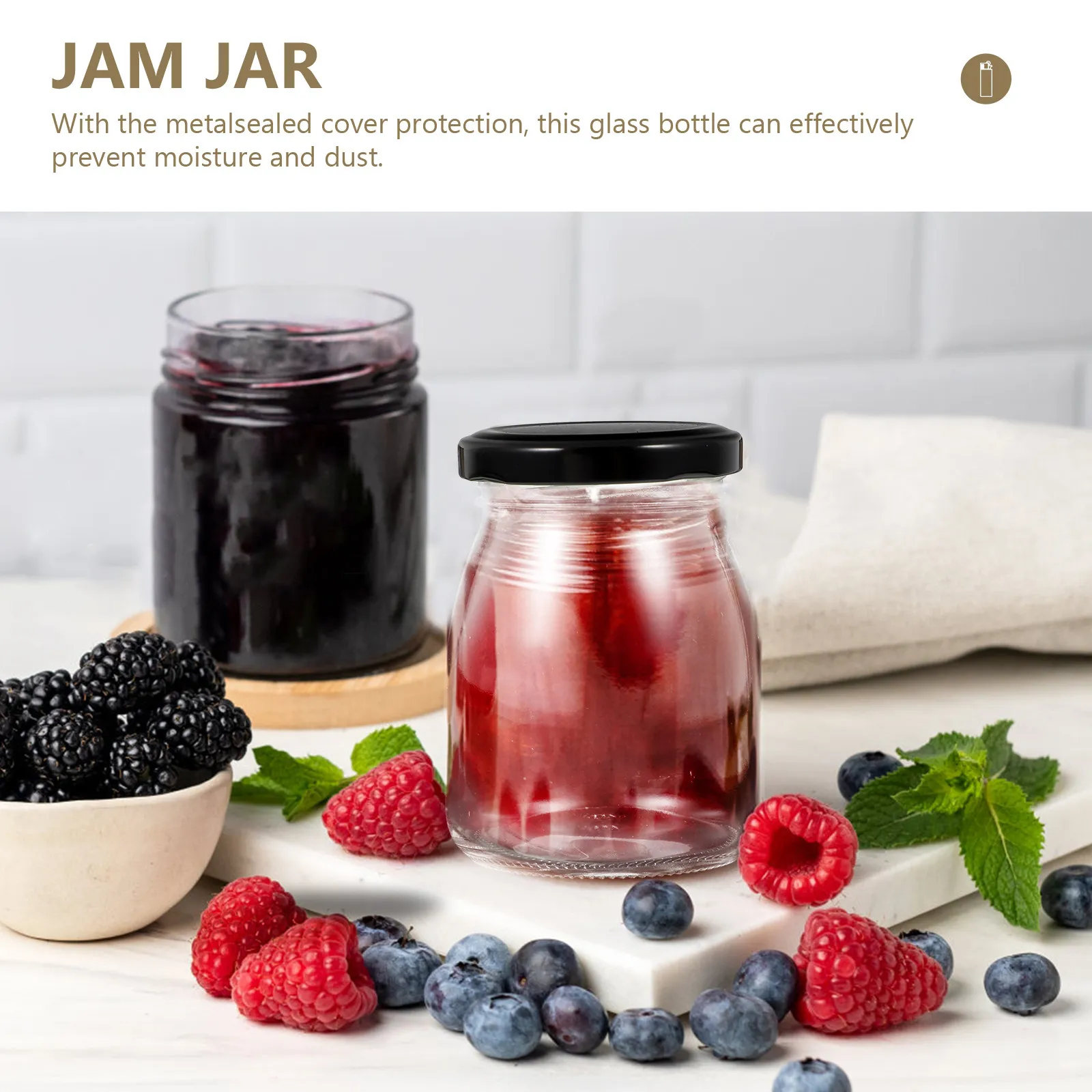 10Pcs Glass Bottle Sealed Jar Clear Pudding Storage Container Metal Lid for Kitchen Cereal Candy Dessert Yogurt