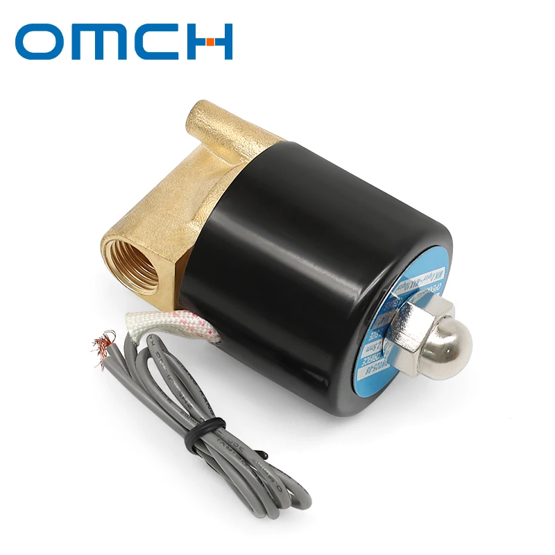2W025-08 DC12V DC24V AC110 AC220V Electric Solenoid Water Valve Brass Normally Closed Pneumatic Control Valve for Oil Air Gas