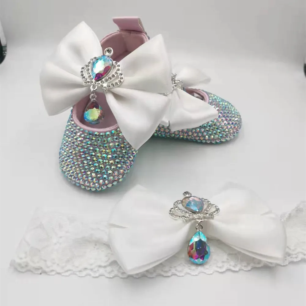 

Ins Handmade Newbaby Princess Sweet Shoes Newborn Full Moon 100-day Banquet Soft Sole Toddler Shoes Boutique Quality Party Shoes