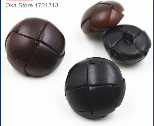 DIY Genuine Leather covered buttons 15/19/21/23/26mm High quality beige black brown leather button for coats jacket buckle