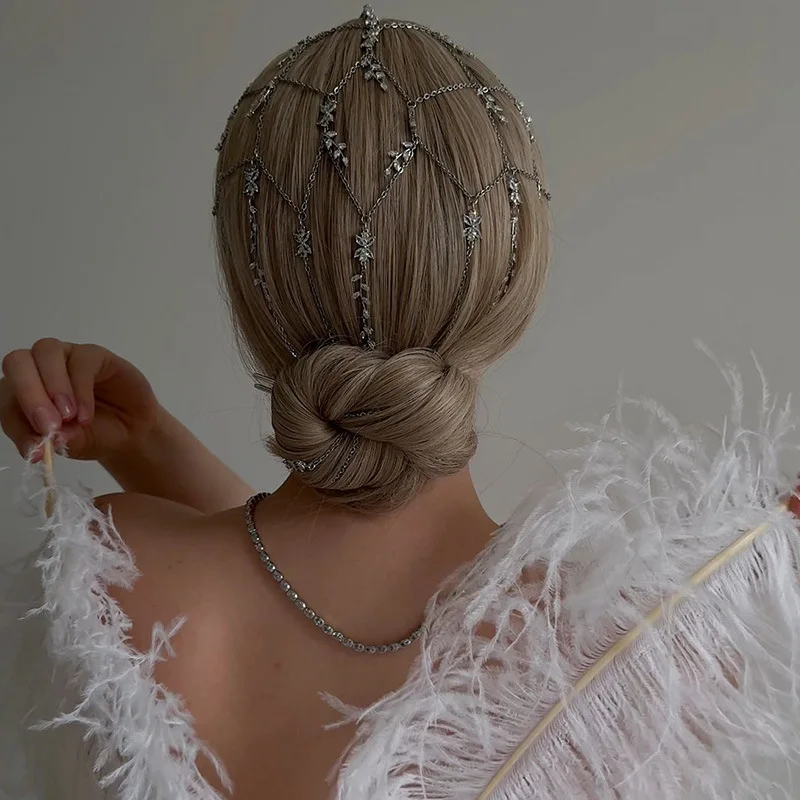 

Повязка на голову с кисточками в сетку, повязка на голову премиум-класса со стразами и листьями, аксессуары для мячей, женская повязка для волос