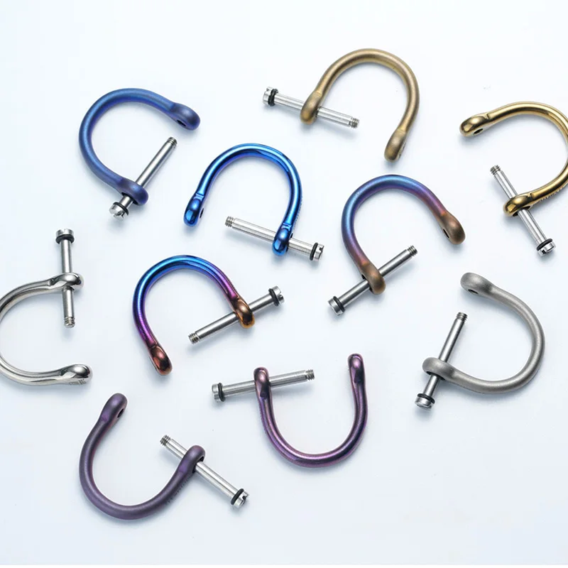 Titanium Luxury Car Keychain Key Ring Horseshoe Buckle Pendant Blue Matte Glossy Durable for Man Male Creativity Gift Wholesale