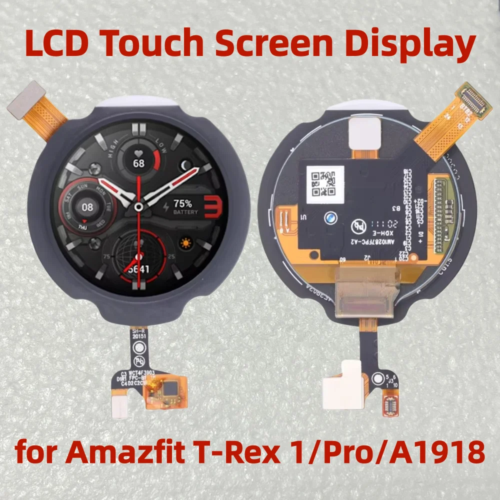 AMOLED LCD Touch Screen Display for Amazfit T-Rex 1 Pro A1918 With Digitizer Full Assembly Watch Display LCD Screen Repair Part
