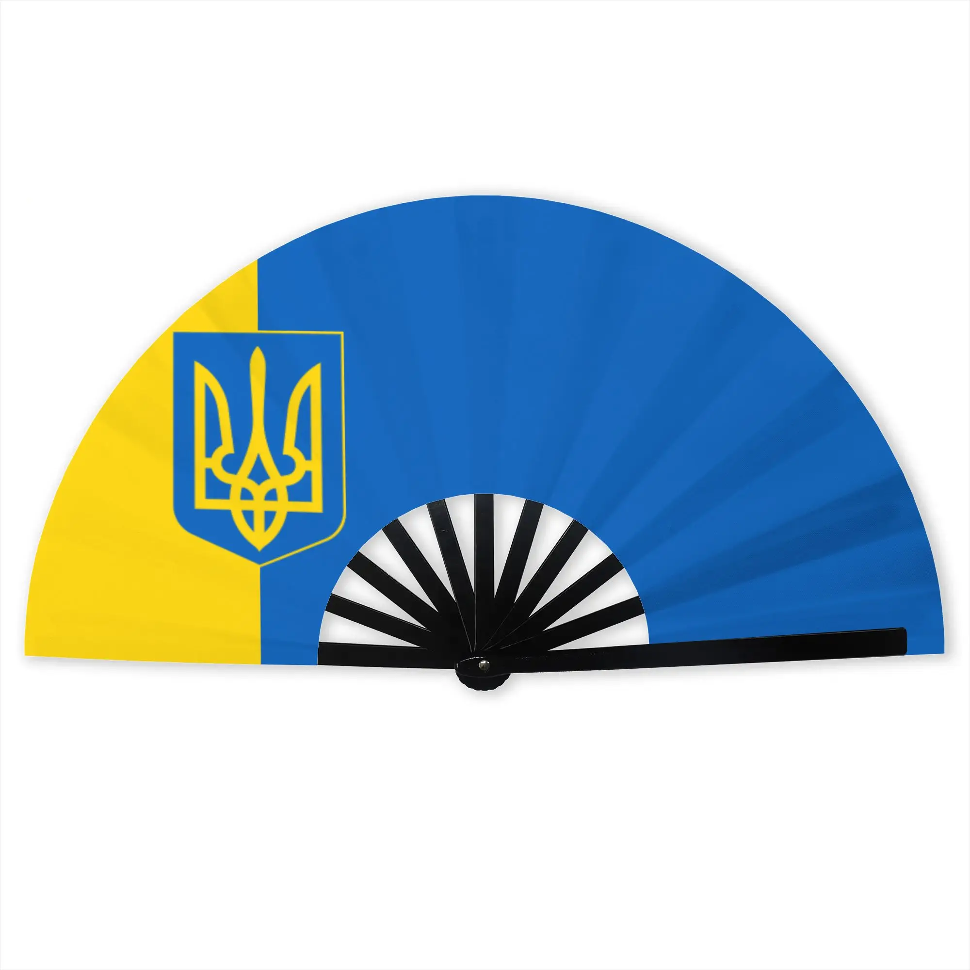 Customized Flag Of Ukraine Portable Pocket Fan Camping Ukrainian Heart Polyester Folding Fan Chinese Dance Handheld Cooling Fans