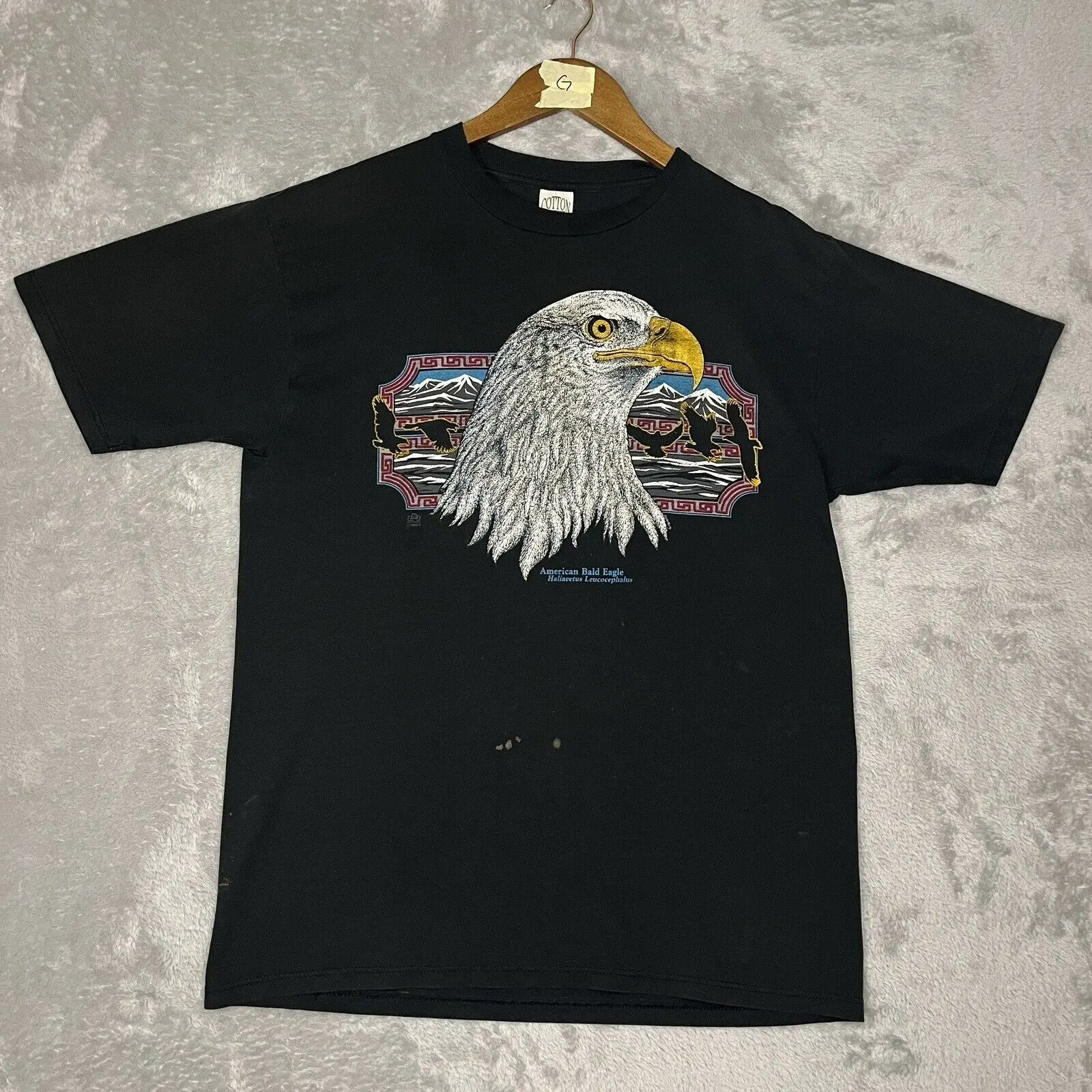 90s American Bald Eagle Nature T-Shirt Men’s Size Large Faded Black