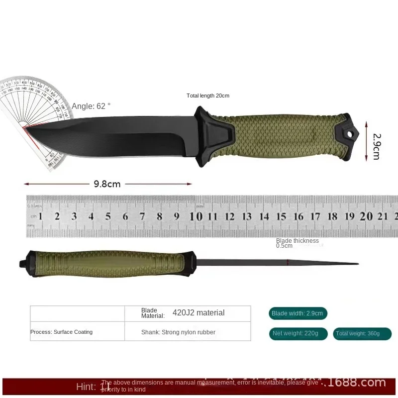 2024 New Stainless Steel Tactical Knife, Wilderness Survival Knife, Portable Self-Defense Straight Knife Set EDC