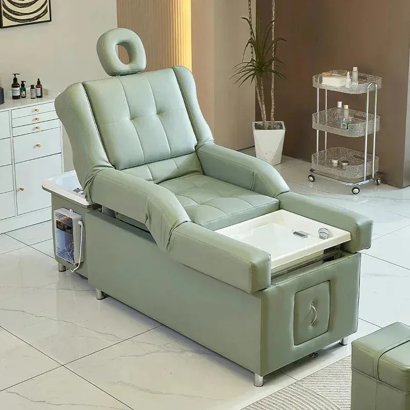 2026 Health foot massage beauty shop special shampoo bed electric lift foot massage bed beauty salon high-end head therapy bed