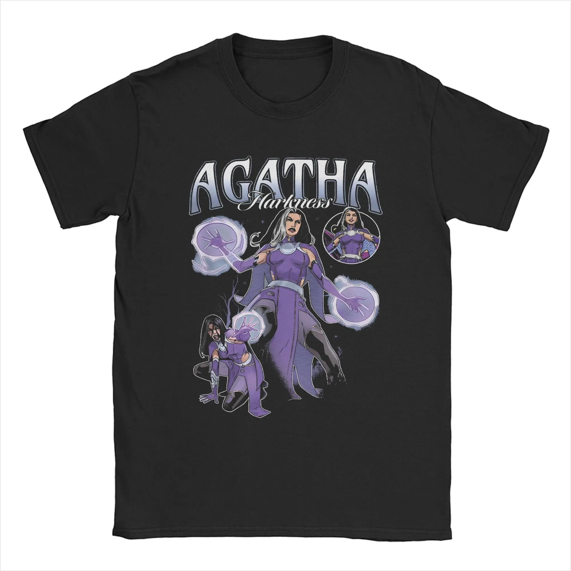 

Classic Agatha Harkness Multi Pose T Shirts Men 100% Cotton Vintage T-Shirt O Neck Movie Harkness Tees Short Sleeve merch Summer