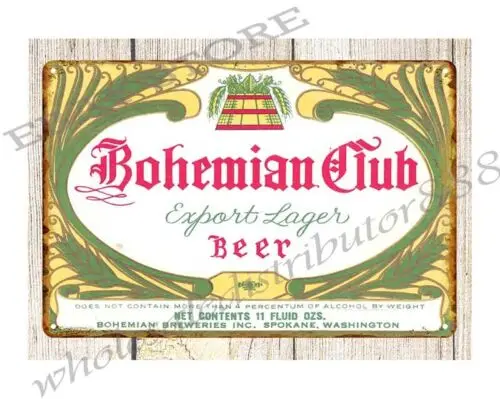 1930s to 1950s Bohemian Club Export Lager Beer metal tin sign outdoor wall decor