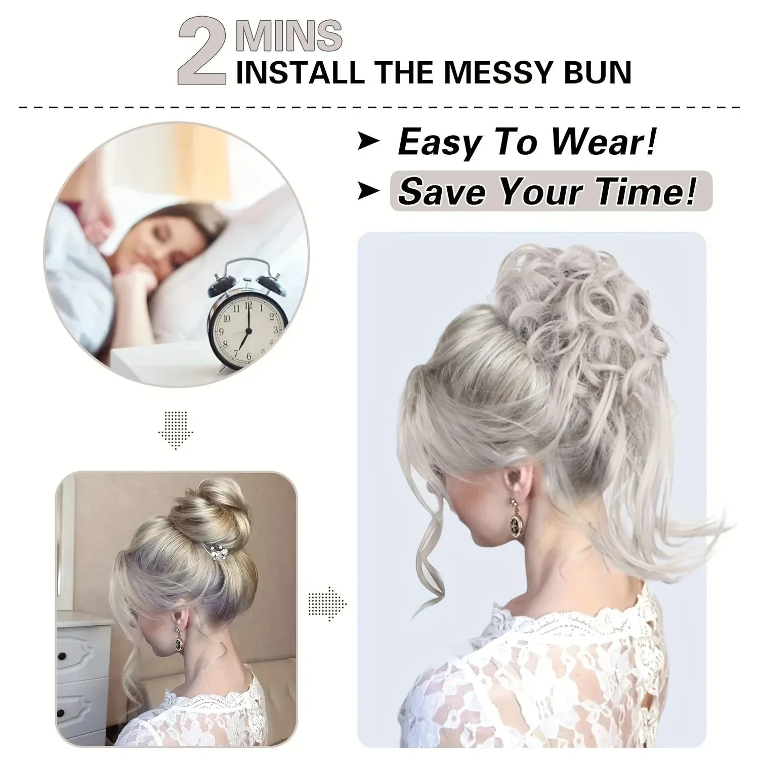 Шиньон с грязным пучком для женщин - 5 шт. взлохмаченная прическа для наращивания волос, резинки для волос с хвостиком и эластичной резинкой