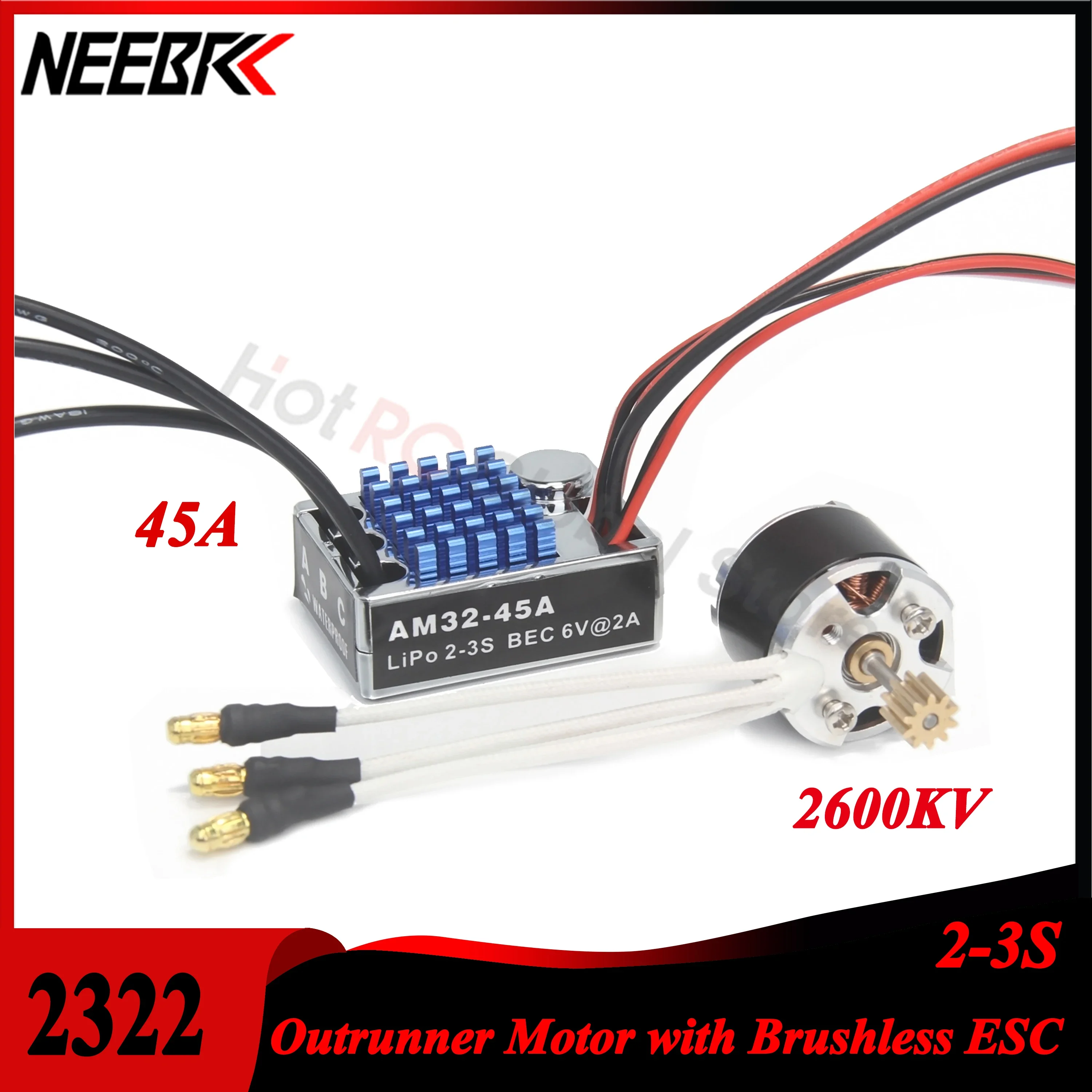 

NEEBRC 2322 2600KV Outrunner Motor AM32 45A Brushless ESC for 1/12 RC Car Crawler Monster MN99S MN168 Model Upgrades Power Kit