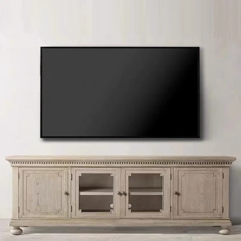 

White wax wood retro small unit living room storage cabinet and floor cabinet can be customized