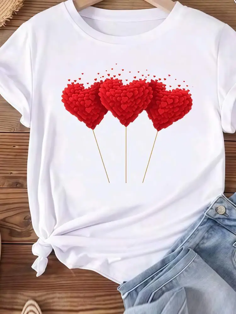 Ladies Popular Casual Feather Flower Cute Women Graphic T Tees Clothing Fashion Clothes Print Short Sleeve O-neck T-shirts