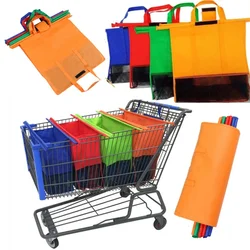 4Pcs/set Foldable Cart Trolley Supermarket Shopping Storage Bags Reusable Eco-Friendly Grocery Shop Handbag Nonwovens Tote Bag