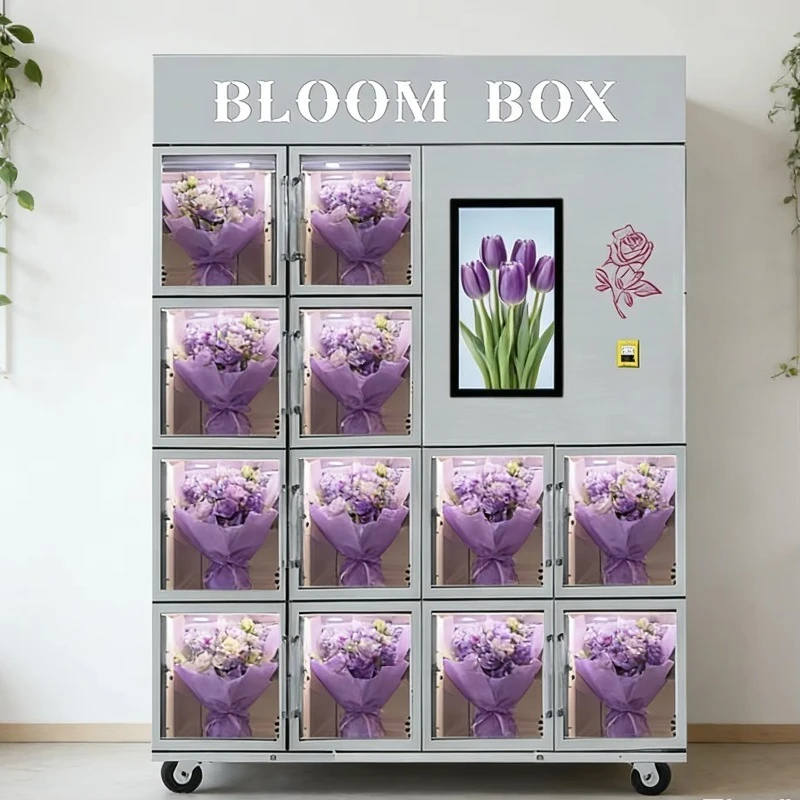 Deposit Medium-sized Grid 12-grid Touchscreen Automatic Flower Vending Machine Cloud-Based Management Supporting Cash Payment