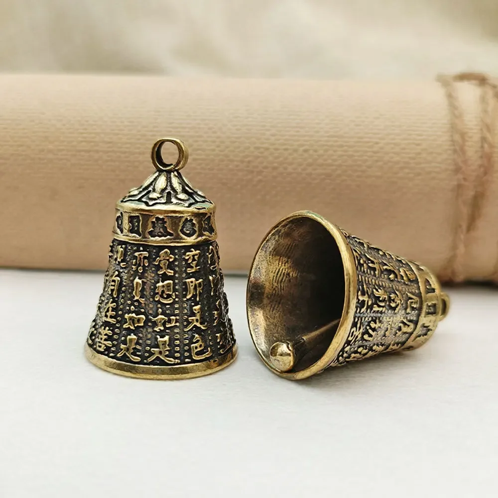 Brass Handicraft Die-casting Scripture Bell Car Button Wind Bell Tibetan Bronze Bell Creative Gift Home Decoration Pendant