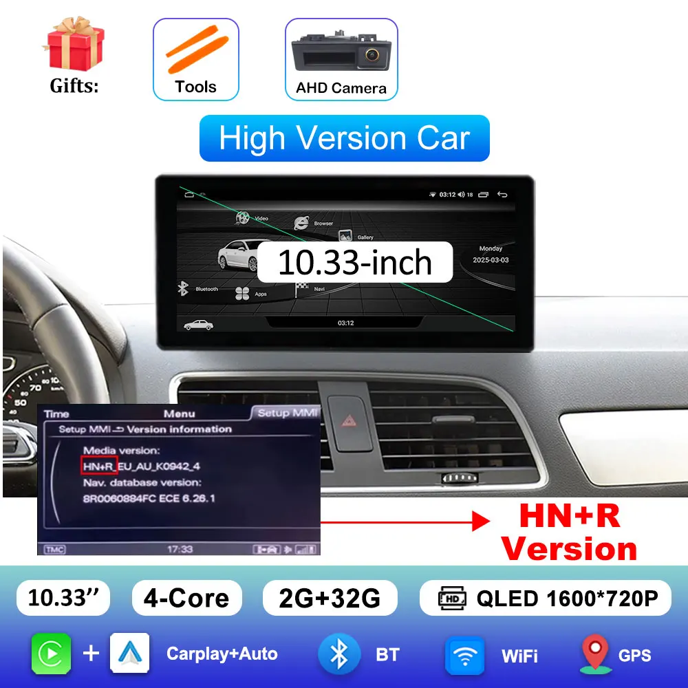 Draadloze Carplay 4G Android 16 voor Audi Q3 2013 - 2018 GPS Navigatie Auto Video Multimedia Speler WiFi BT DSP Stereo Auto Gereedschap