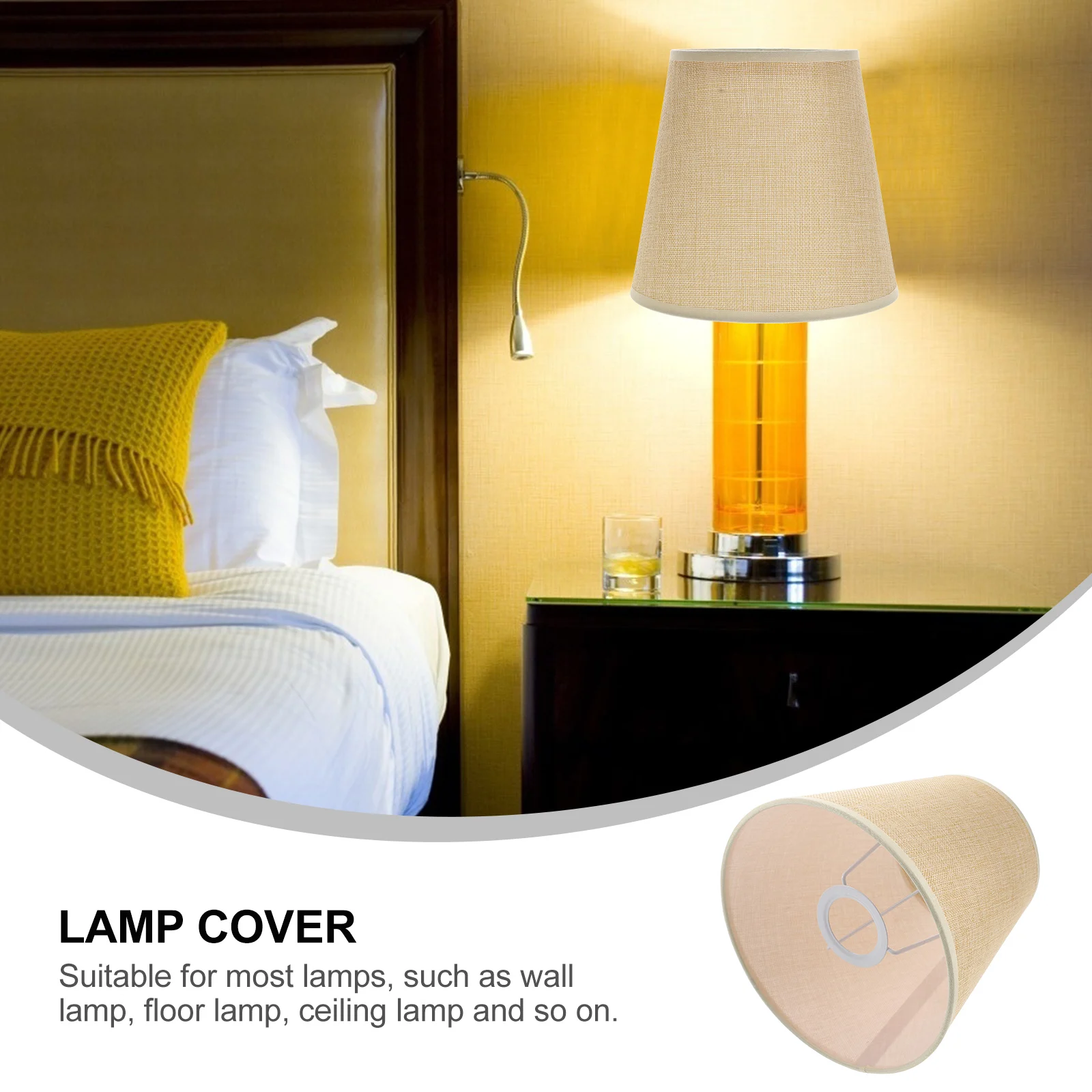

Lampshade Linen Fabric Desk Lamp Cover Household Table Light Shade Replacement E27 Suitable for Bedroom Living Room Study