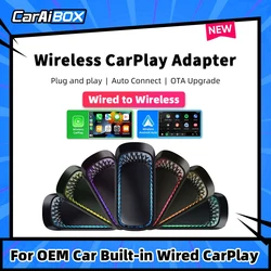 Caraibox rgb colorido sem fio carplay ou android adaptador automático dongle com usb plug and play telefone de ligação inteligente automático