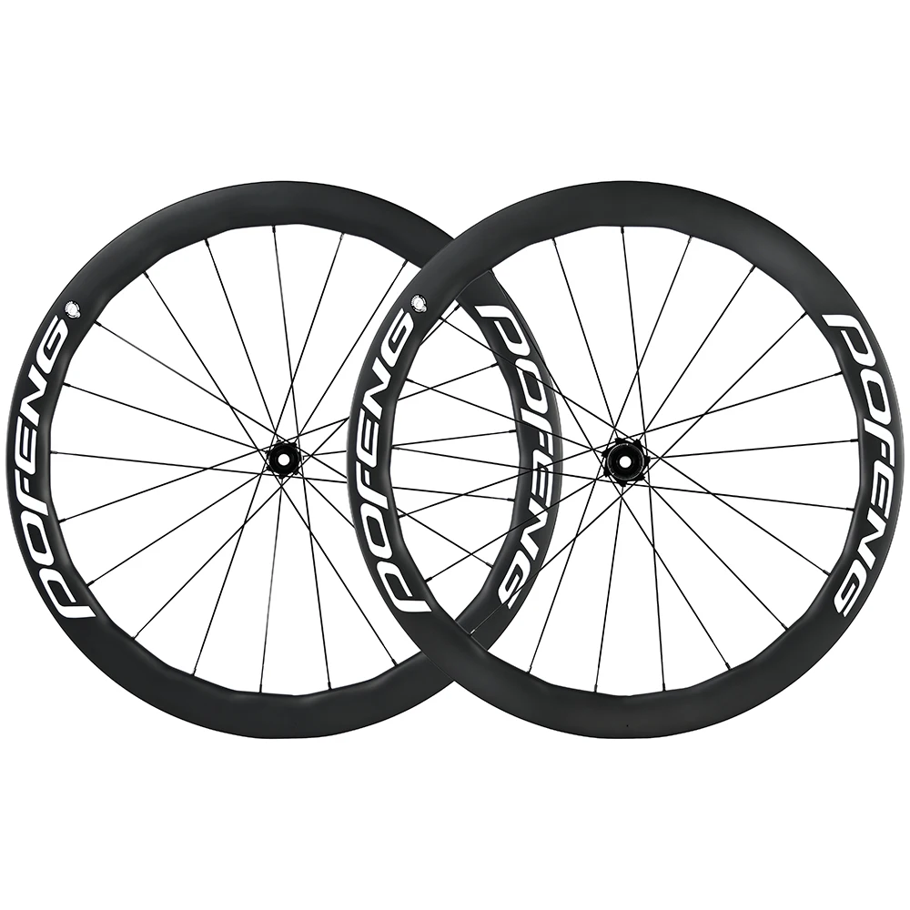 700C Disc Brake Road Bicycle Wheelset Carbon Fiber Clincher/Tubeless Wheels UD Glossy U Shape