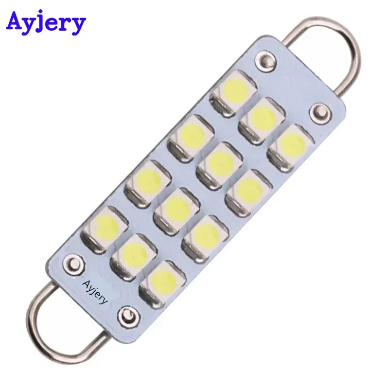 

2PCS Car Reading Led Loop Festoon Led 44mm 12SMD 1210 3528 White Bulb for Door C5w Dome License Plate Lamp Interior Lighting