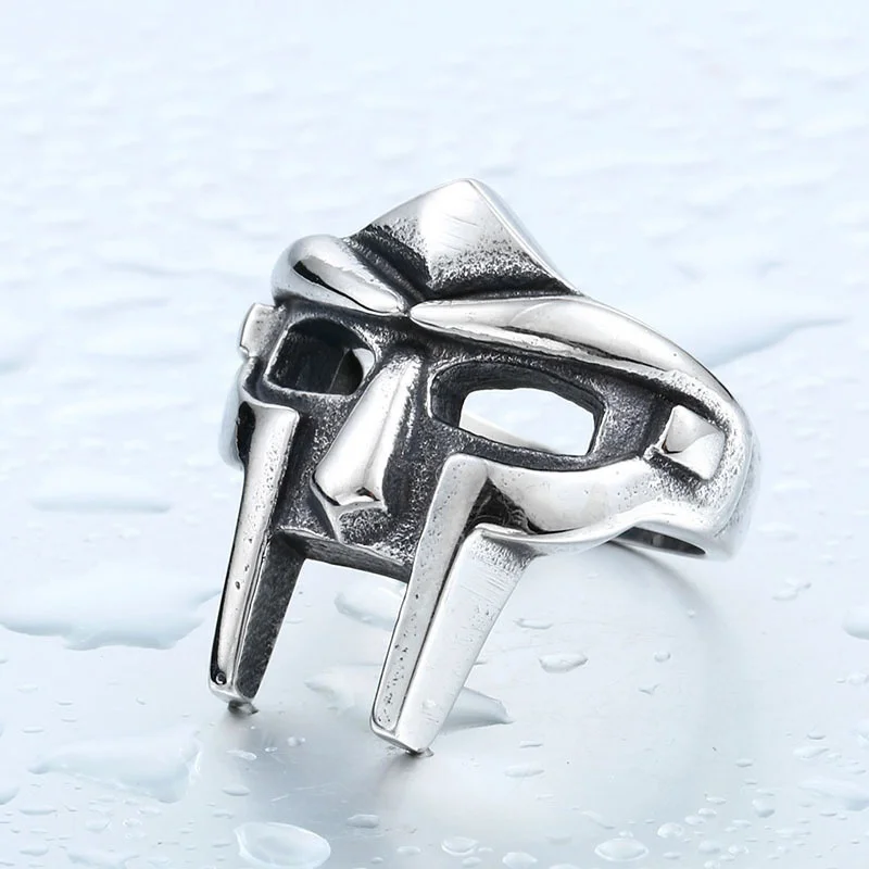 Vintage Mf Doom Mask Rings For Men Gladiator Egyptian Pharaoh Male Ring Hip Hop Party Goth Jewelry Accessories Anillo Hombre