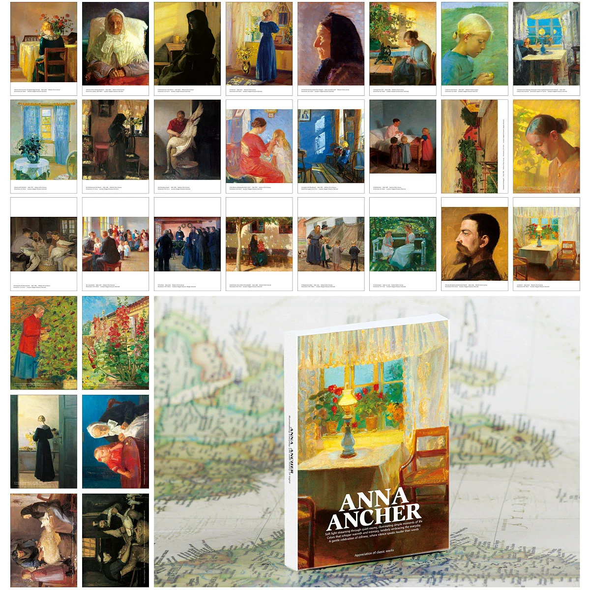 

Набор из 30 открыток с картинами Анны Анчер — датские импрессионистские интерьерные картины, поздравительные открытки для украшения дома