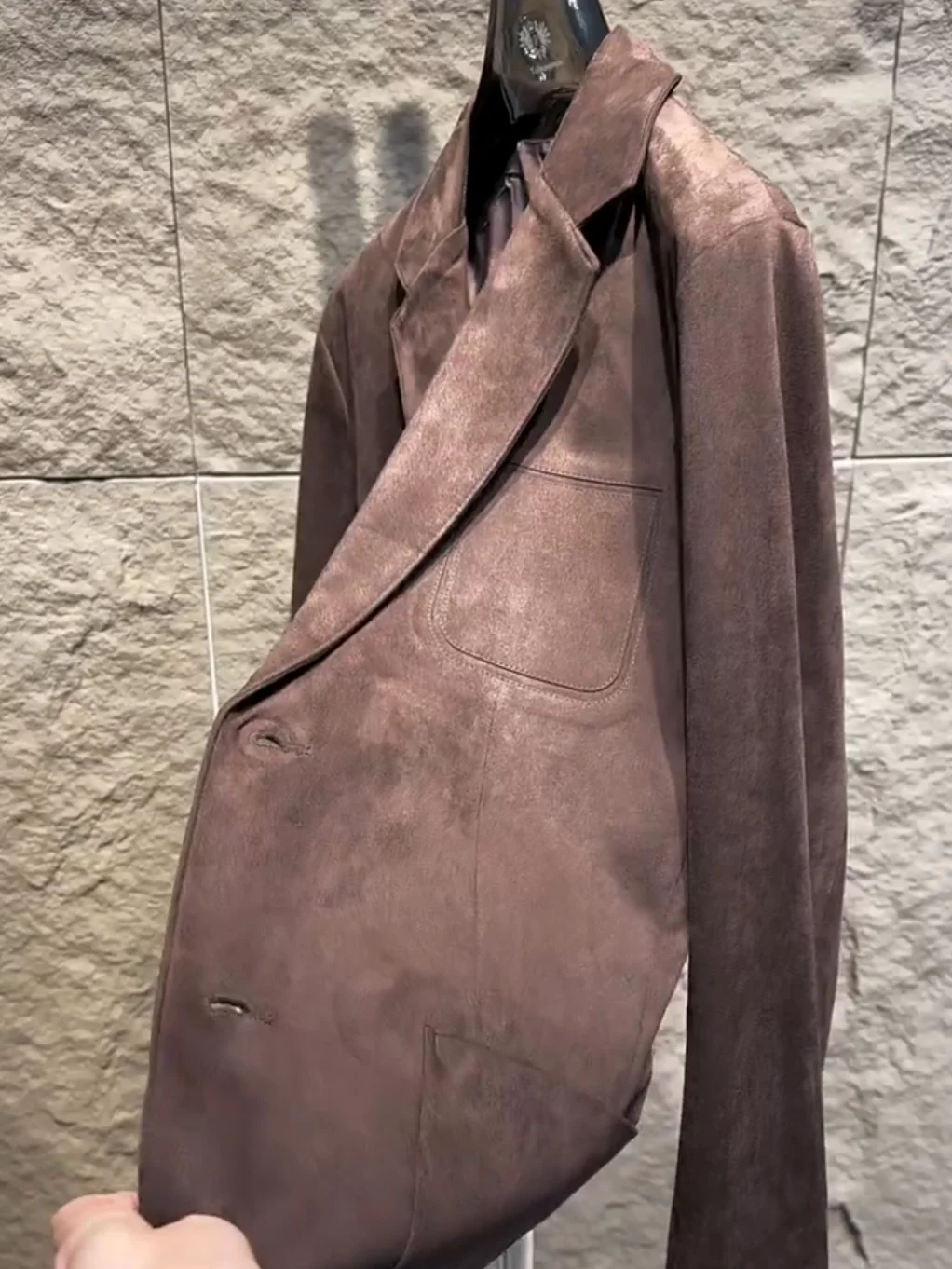 

New Men's Casual Suit Jaet Spring Autumn Faionable High-End Cool Trendy Versatile Kn99 Stand Fit Long Sve Button Decor