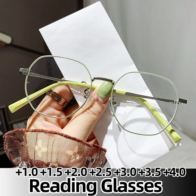 

Fashionable Anti Blue Light Presbyopia Glasses Metal Frame Far Sight Eyeglasses High-definition Presbyopia Eyewear +1.0 +1.5