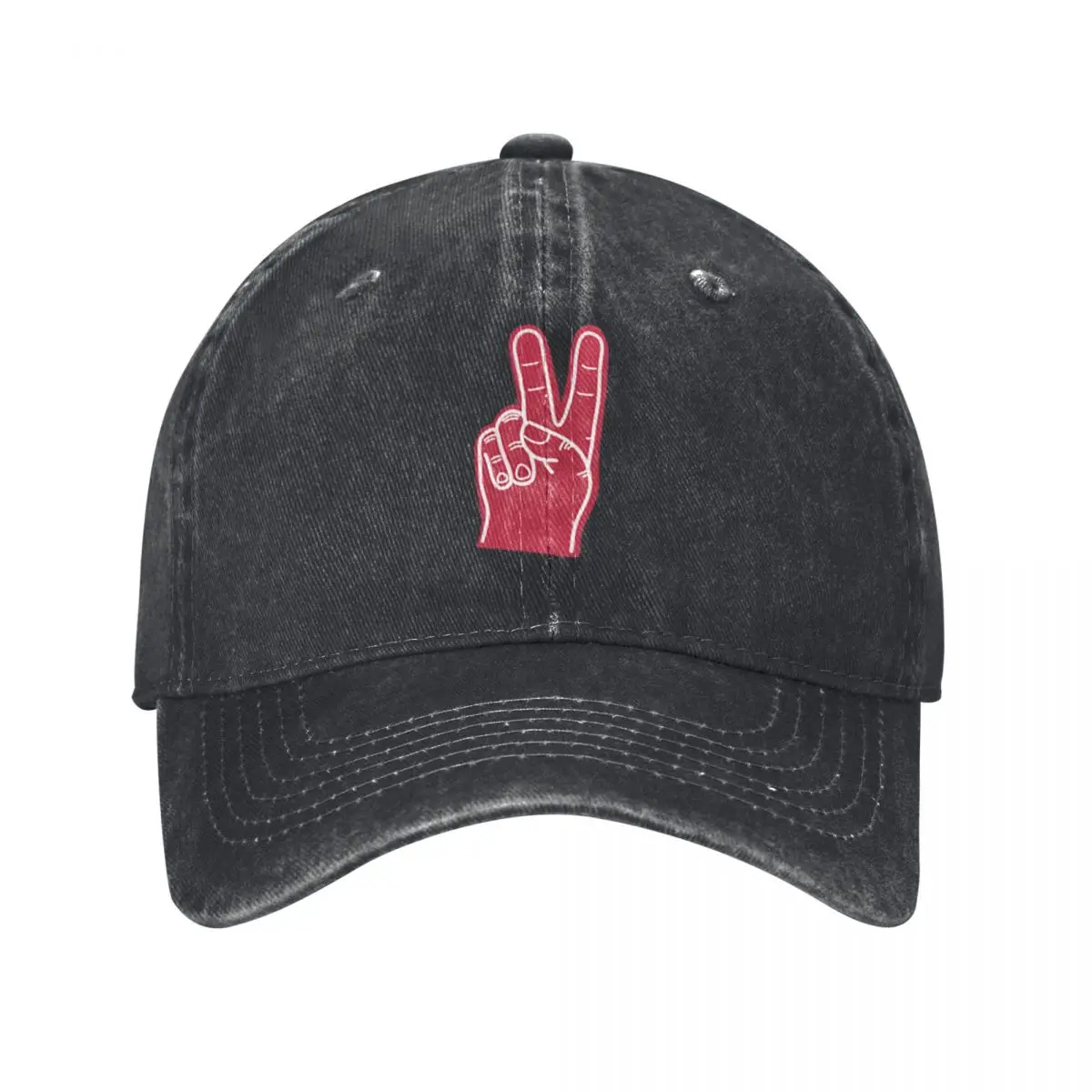 Foam Finger Peace Sign Baseball Caps Vintage Denim Washed Headwear Unisex Style Outdoor Running Hats