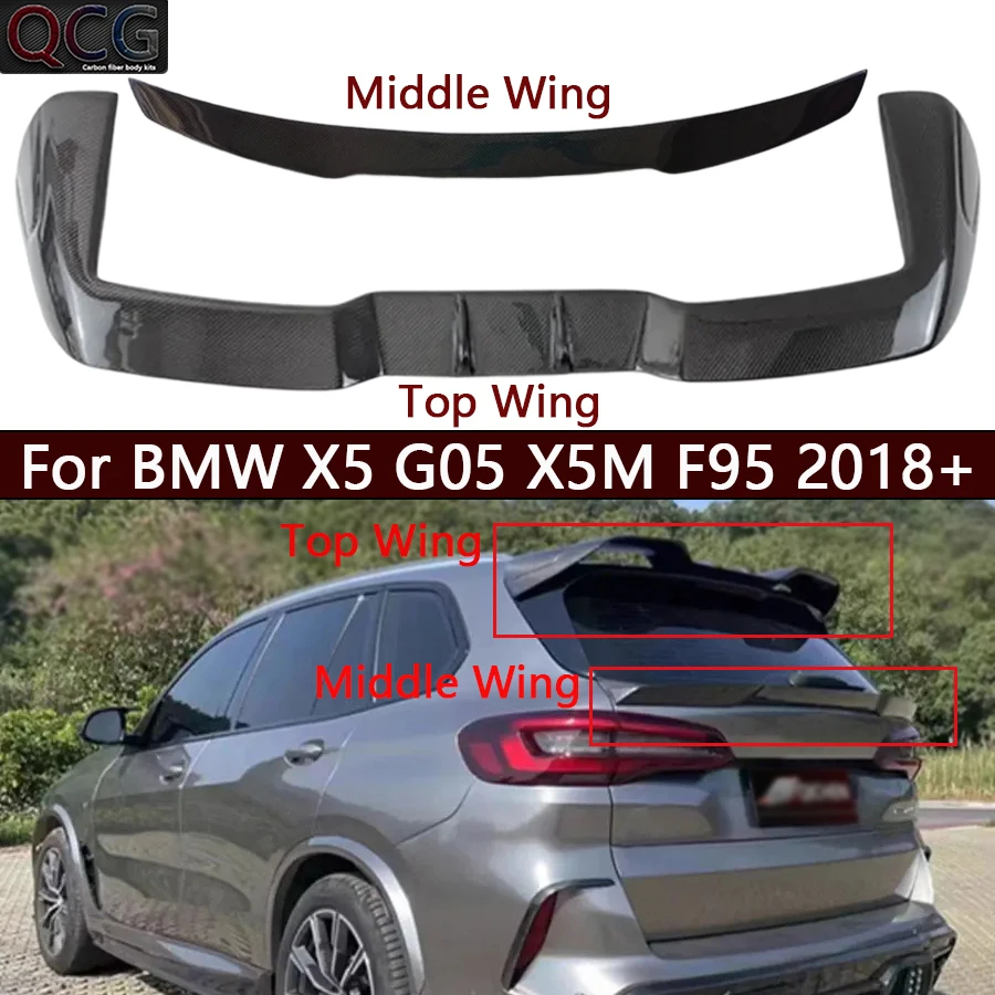 

For BMW X5 G05 X5M F95 2018+ Carbon Fiber Tail fins Top Wing Rear Spoiler Duckbill Car Wing Retrofit Middle Wing Car Accessories