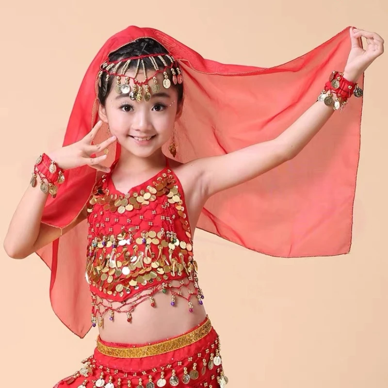 Belly Dance Stage Performance Costume, Girl's Bell Strap Top, 6-color Indian Dance Costume, Small Chili Top, Adjustable Costume
