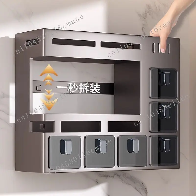 Seasoning rack No punching chopstick cylinder Wall-mounted kitchen rack Household multi-functional combination set Storage