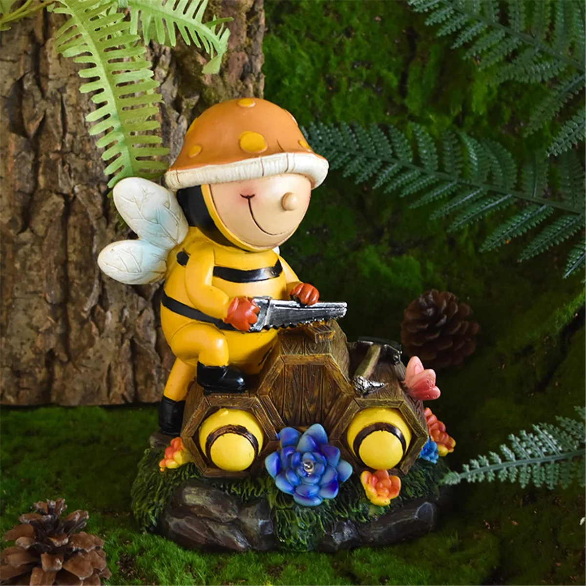 Solar resin crafts ornaments succulent turtle worker courtyard ranch outdoor garden decorations