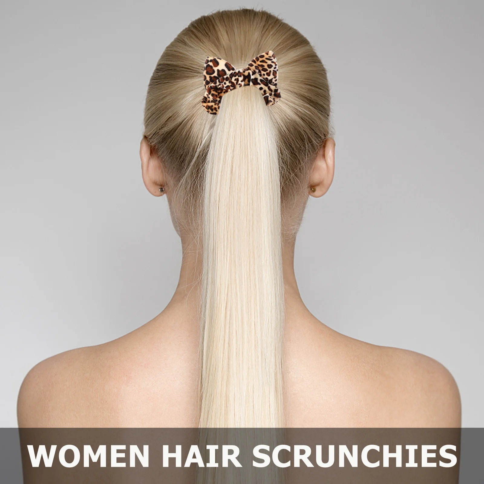 

6pcs Leopard Print Rings Cheetah Scrunchie For Women Thick Hair Ponytail Holder Bun Accessory Animal Ear Design Hair Ties