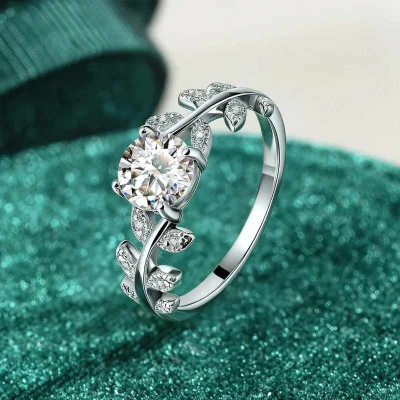 KNB 1CT معتمد مويسانيتي حقيقي الماس ليف حلقة مستديرة للنساء الذكرى اليومية ريال 925 فضة غرامة مجوهرات