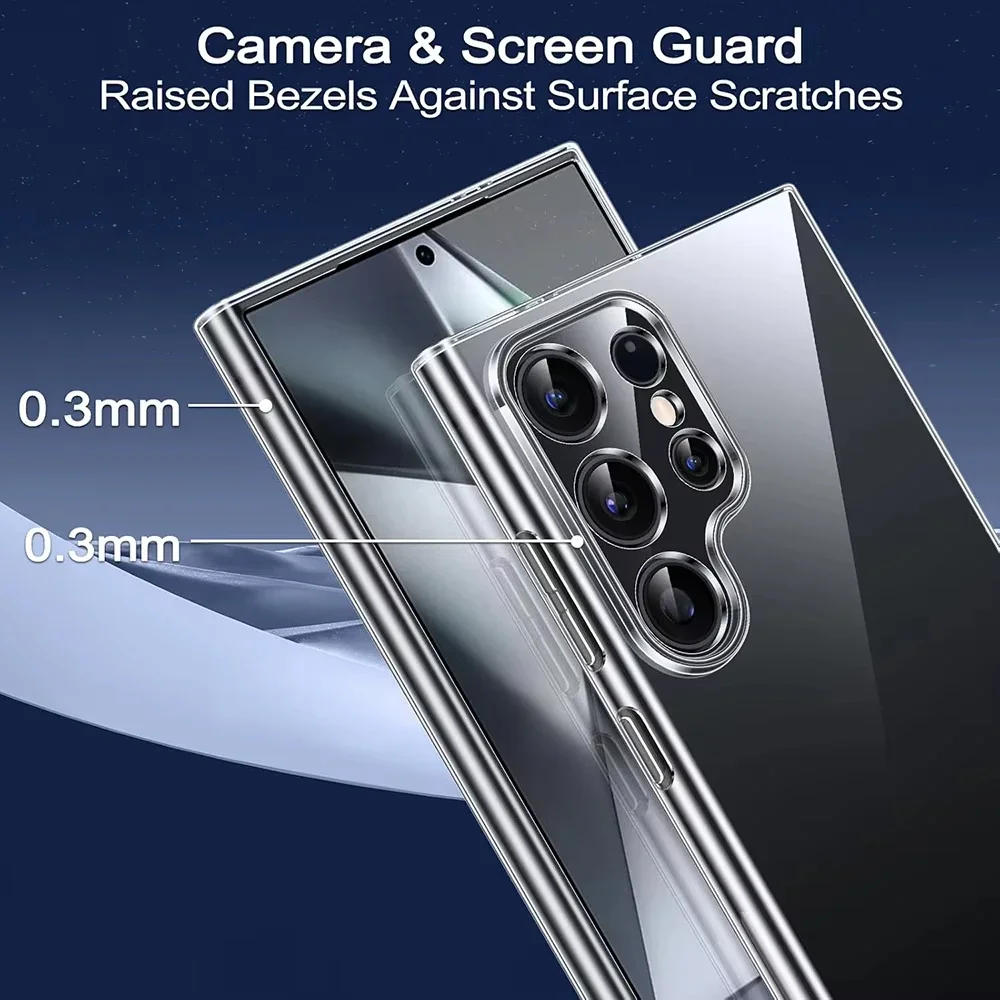 Прозрачные противоударные чехлы для телефонов Samsung Galaxy S25 S24 S23 S22 S21 S20 Ultra Plus FE, силиконовый чехол с полной защитой камеры